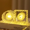 Square crystal candle lamp, LED simulation electronic candle, round candle cup, birthday and wedding atmosphere light, ins night light, candle, aromatherapy candle, glass candle cup, white candle, birthday shining candle Application Scenario